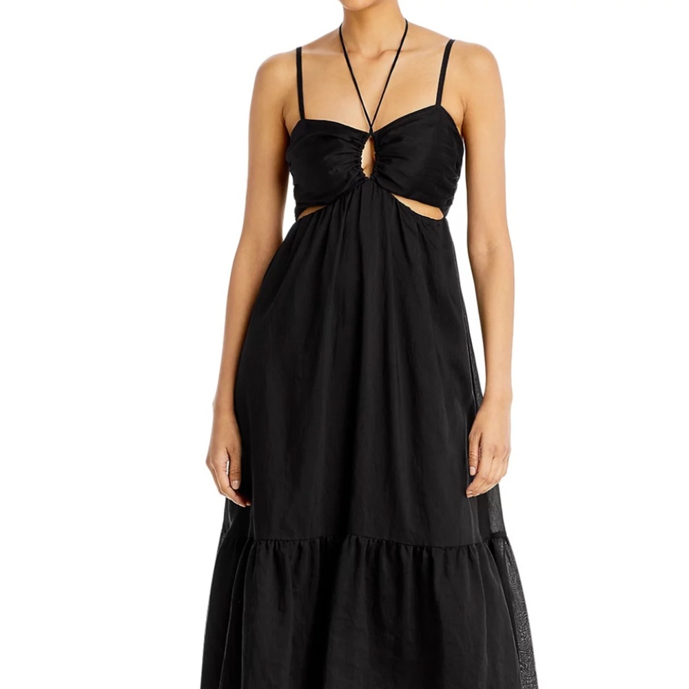 Aqua Cutout Halter Dress